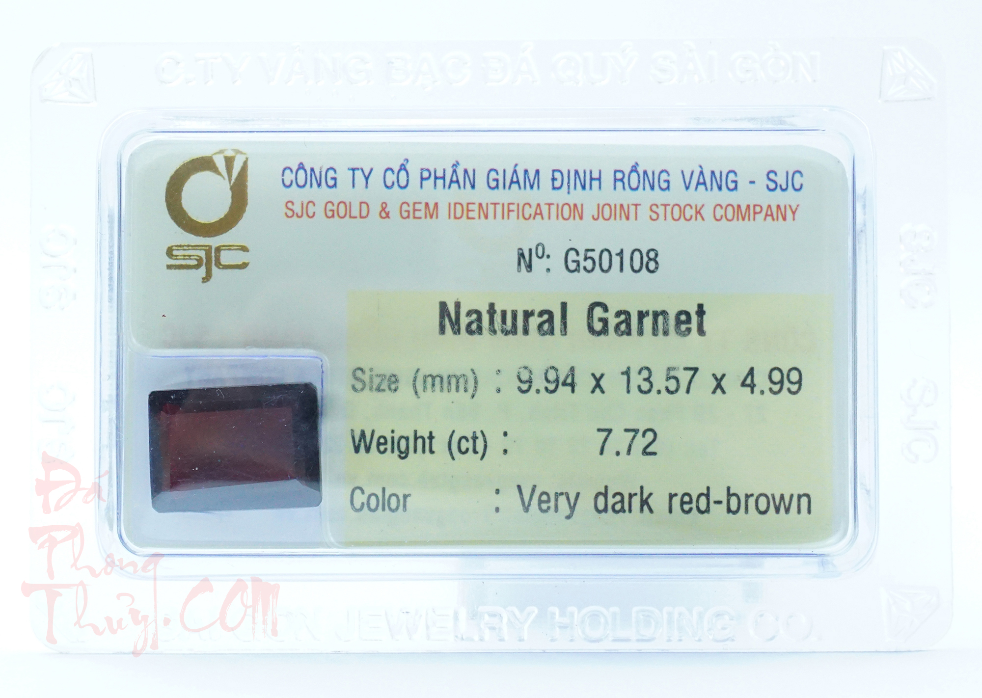 Mặt đá Garnet kiểm định tự nhiên 13*9 Li 50108