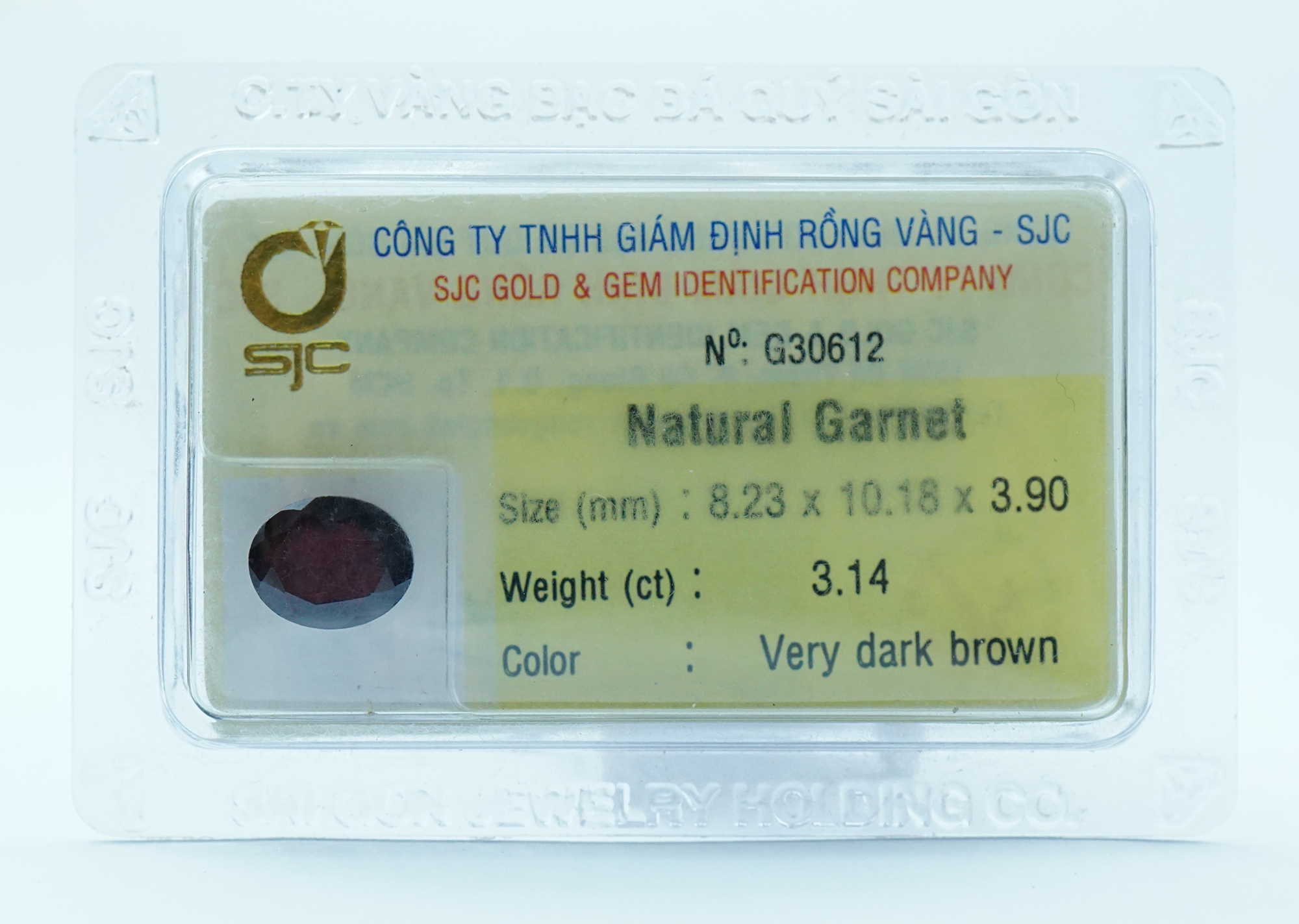 Mặt đá Garnet kiểm định tự nhiên 8*10 Li 36012