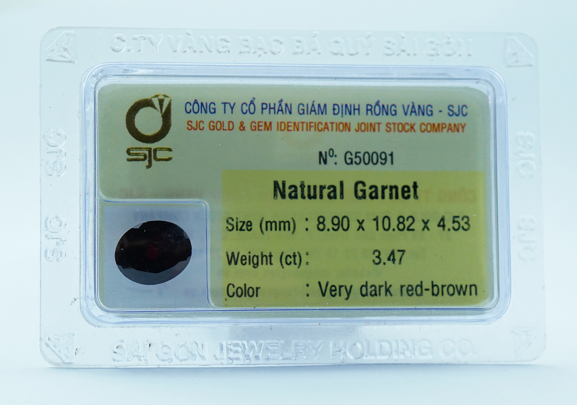 Mặt đá Garnet kiểm định tự nhiên 10*9 Li 50091