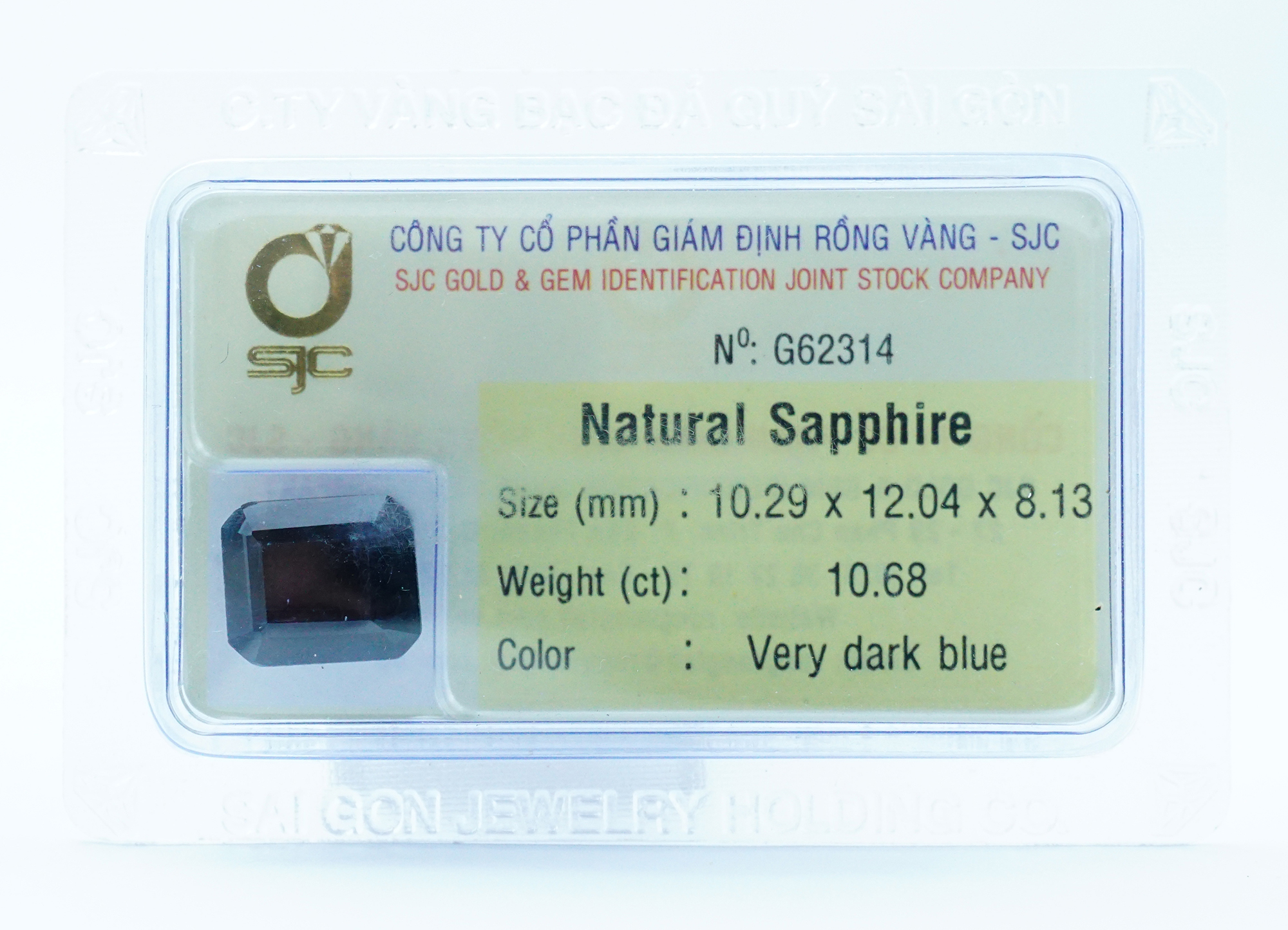 Mặt đá Sapphire kiểm định tự nhiên 10*12 Li 62314