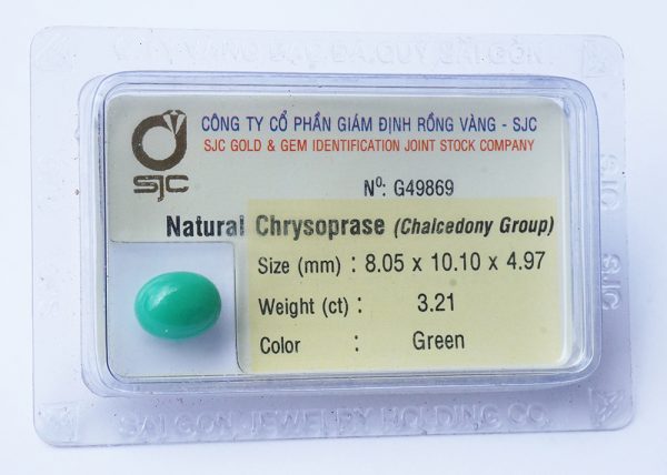 mặt đá chrysoprase ngọc đế quang oval 8x10mm - 49869