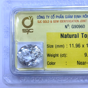 Mặt đá topaz trắng oval 12x14mm_90960