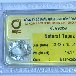 Mặt Đá Topaz trắng hình Oval 13x15mm_90959
