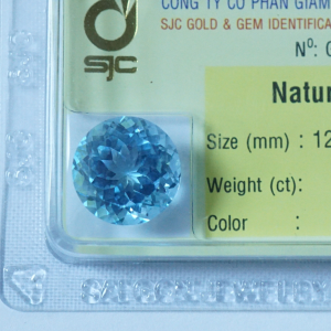 Mặt đá topaz xanh hình tròn đẹp tự nhiên