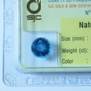 Mặt đá topaz xanh hình tròn đẹp tự nhiên