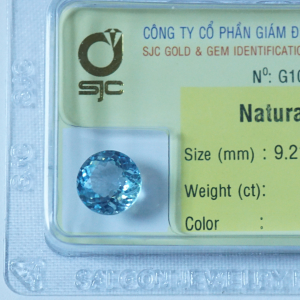 Mặt đá topaz xanh hình tròn đẹp tự nhiên