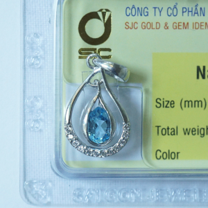 mặt dây chuyền đá topaz xanh hình oval