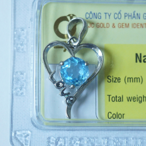 Mặt dây chuyền đá topaz xanh hình tròn
